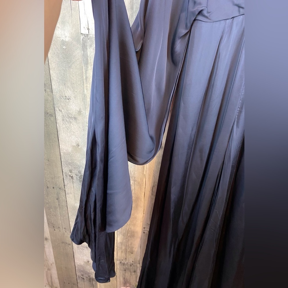 NWT ASOS Edition Satin Cape Sleeve Jumpsuit in Navy Blue Size 2. - Picture 6 of 15
